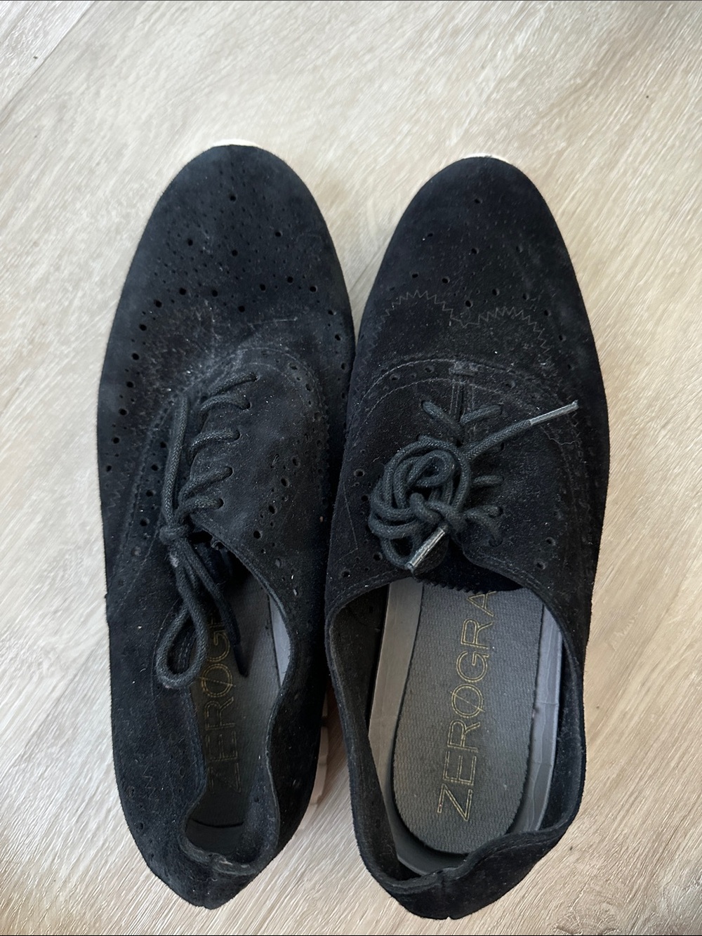 Cole Haan Black Suede Brogue Oxford Shoes